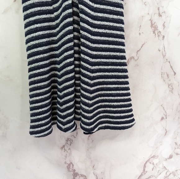 Theory Dress Women 10 Medium Blue Stripe Swing Organic Cotton Crew Neck Texture - Picture 7 of 12